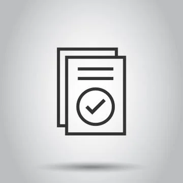 Approved document icon in flat style. Authorize vector illustration on white  Stock Illustration