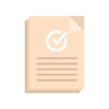 Approved document icon flat vector. Certificate mark Stock Illustration
