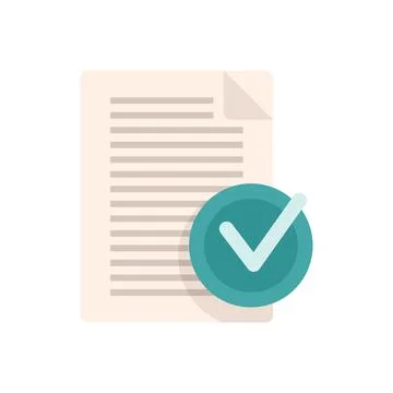 Approved document icon flat vector. Online form Illustrazione stock