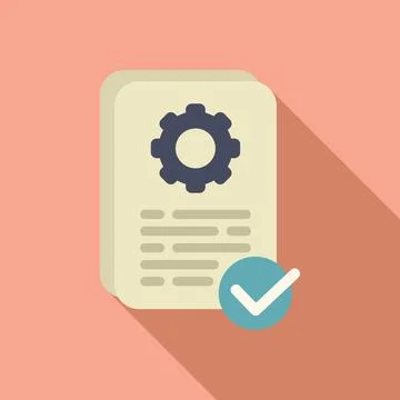 Approved document icon flat vector. Legal consumer search Stock Illustration