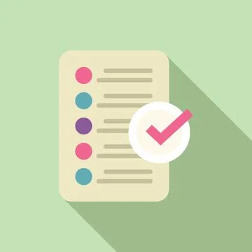 Approved document icon flat vector. Quality product control Stock Illustration