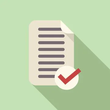 Approved document icon flat vector. Seal paper Stock Illustration