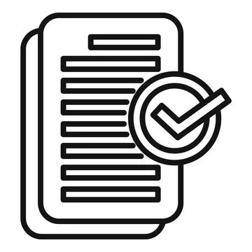 Approved document icon line art Stock Illustration