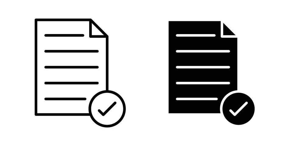 Approved document icon set, collection of vector icons Illustrazione stock