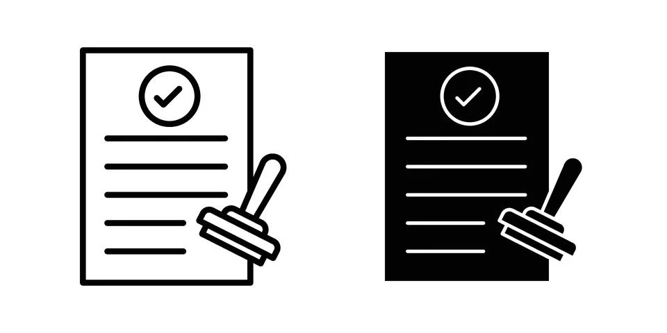 Approved document icon set. Vector EPS 10 Stockillustratie