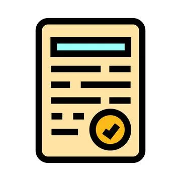 Approved document icon showing checklist completion Illustrazione stock