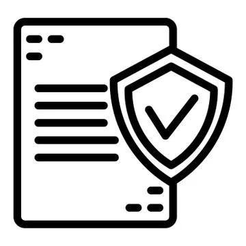 Approved document line icon. List with shield vector illustration isolated on Illustrazione stock