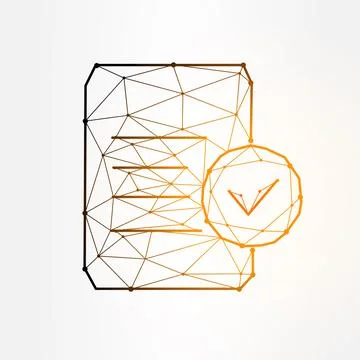 Approved document polygonal vector illustration isolated on white background. Stock Illustration