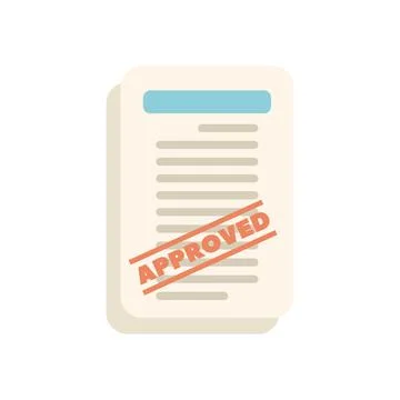 Approved document with red stamp icon showing validation Stock Illustration