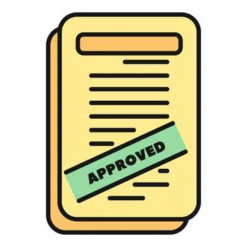 Approved document showing check mark for successful application Stock Illustration
