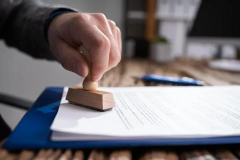 Approved Document Stamp Or Permit Stamper Stock Photos