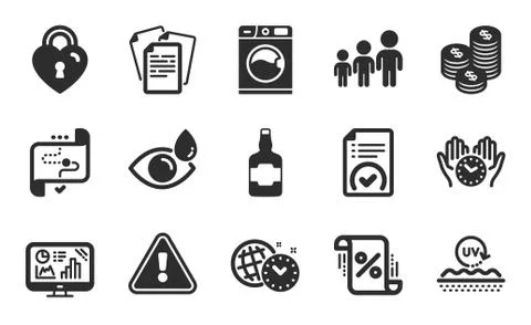 Approved document, Target path and Time management icons set. Vector イラスト素材