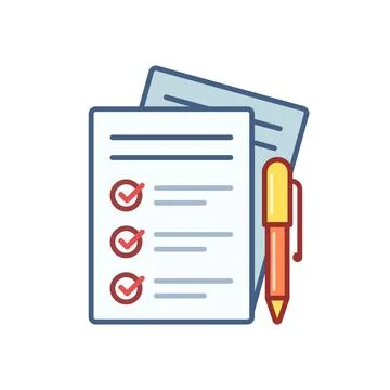 Approved document with text information icon in flat style. Completed file .. イラスト素材