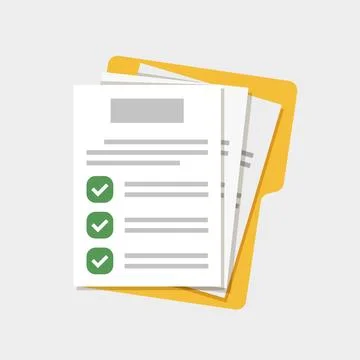 Approved document with text information icon in flat style. Completed file .. イラスト素材