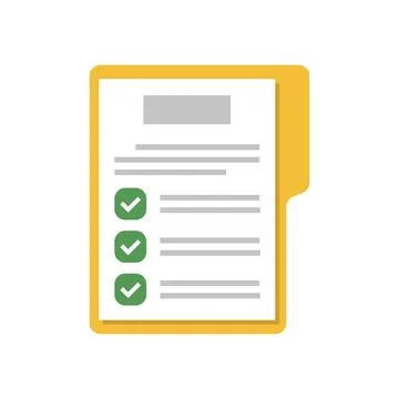 Approved document with text information icon in flat style. Completed file .. Stock Illustration