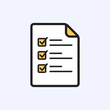 Approved document with text information icon in flat style. Completed file .. 스톡 일러스트