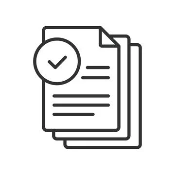 Approved documents icon in line design. approved, documents, file, verification Stock Illustration