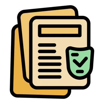 Approved documents with security shield and check mark icon Stock Illustration