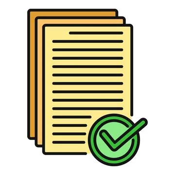 Approved documents stack with green checkmark icon Stock Illustration