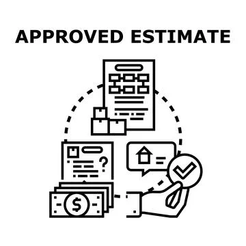 Approved estimate document with financial planning concept Stock Illustration