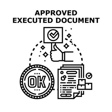 Approved executed document confirming business transaction deal Stockillustratie