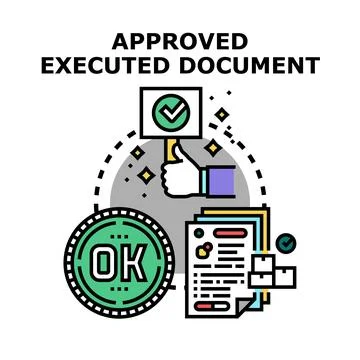 Approved executed document confirming business transaction deal Illustrazione stock