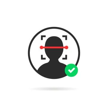 Approved face id scanner logo Stock Illustration