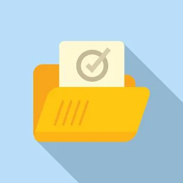 Approved folder icon flat vector. Complete work Stock Illustration