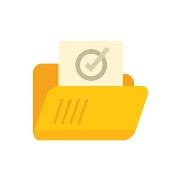 Approved folder icon flat vector. Complete work Stock Illustration