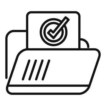 Approved folder icon outline vector. Complete work Stock Illustration