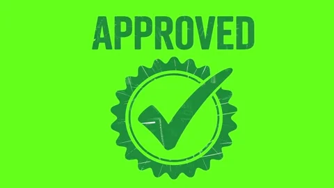Approved Green Stamp Animation with Checkmark Icon on Green Screen Stock Footage 322508835