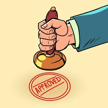 Approved hand puts a stamp Stock Illustration