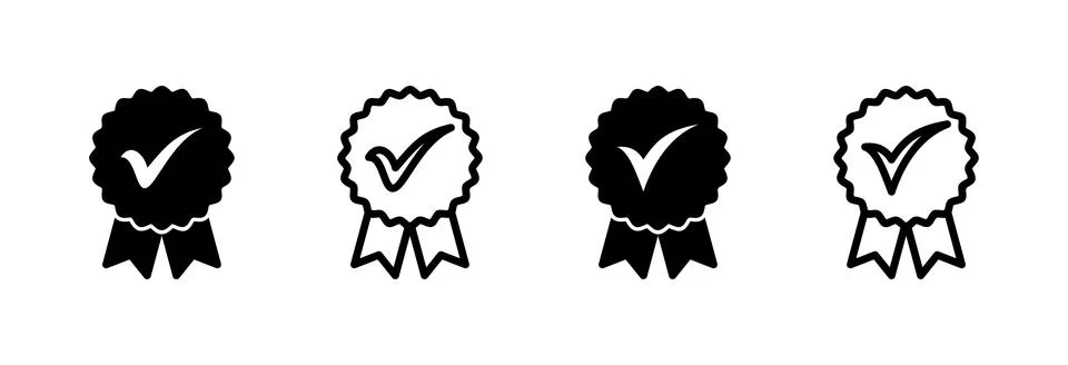 Approved icon vector illustration. Certified Medal Icon. check mark Illustrazione stock