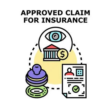Approved insurance claim document and financial transaction process Stock Illustration