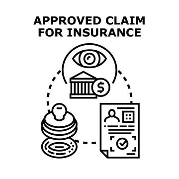 Approved insurance claim document and financial transaction process Stock Illustration