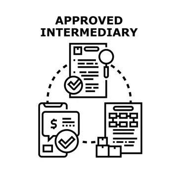 Approved intermediary facilitating business process and transaction Stock Illustration