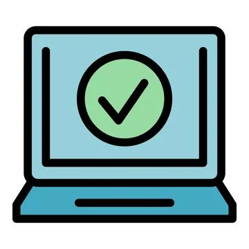 Approved laptop icon vector flat Illustrazione stock