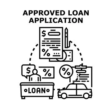 Approved loan application for car purchase vector Stock Illustration