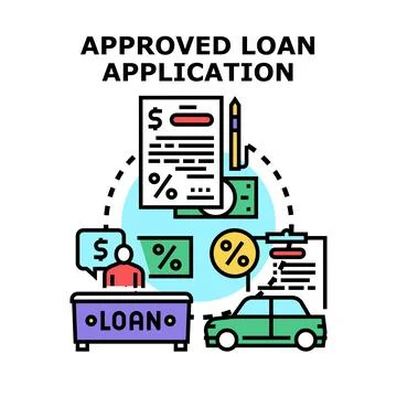 Approved loan application for car purchase vector Stock Illustration