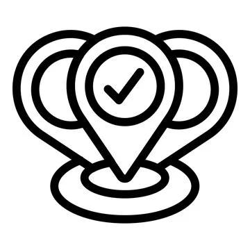 Approved location icon outline vector. Approve credit Illustrazione stock
