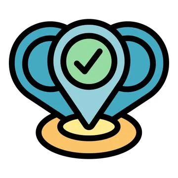 Approved location icon vector flat Illustrazione stock