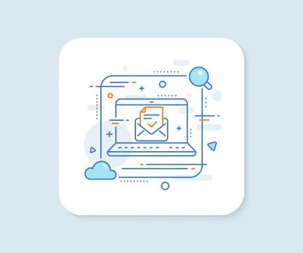 Approved mail line icon. Accepted or confirmed sign. Vector イラスト素材