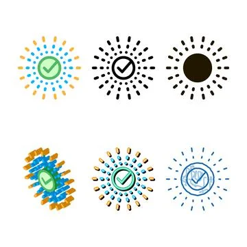 Approved mark in diversity center of rays element vector Illustrazione stock
