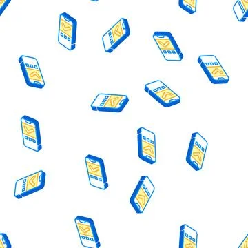 Approved mark mobile display isometric icon seamless pattern Illustrazione stock
