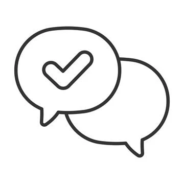 Approved message confirmation speech bubble icon in line design. approved 库存插图