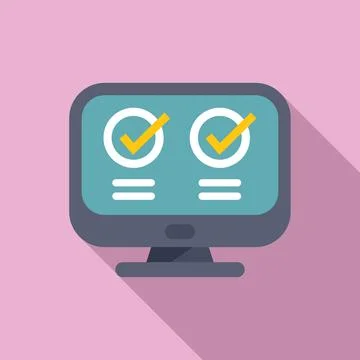 Approved online registration icon flat vector. Multifactor pc device Stock Illustration