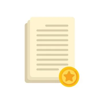 Approved papers icon flat vector. Work trust Stock Illustration