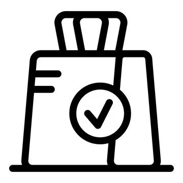 Approved parcel with check mark icon representing successful delivery Stock Illustration