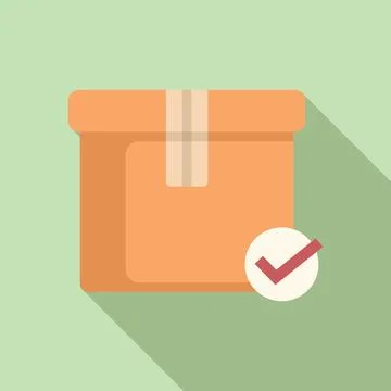 Approved parcel icon flat vector. Courier ship イラスト素材
