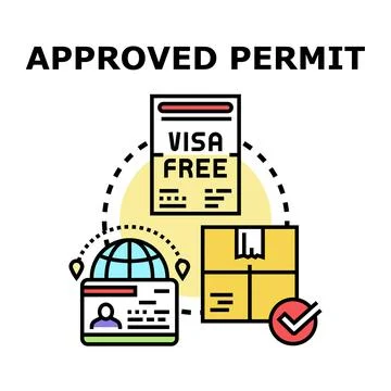 Approved permit process for global travel documentation Stock Illustration
